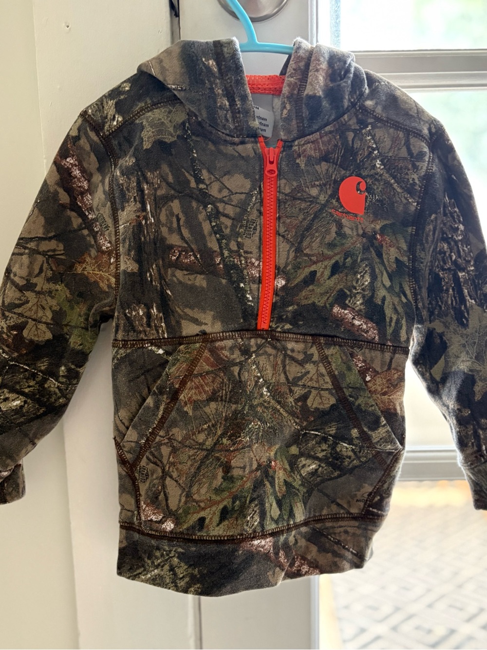 Carhartt Kids Camo Hoodie with Bright Orange Zip